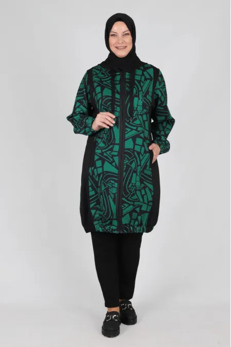 BÜYÜK BEDEN SCUBA KAP CEKET - SİYAH YEŞİL BÜYÜK BEDEN SCUBA KAP CEKET - SİYAH YEŞİL